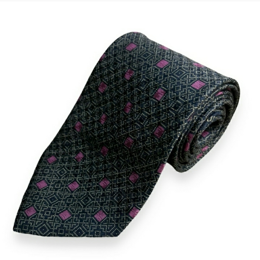 VALENTINO Cravatte Silk Tie Geometric Pattern